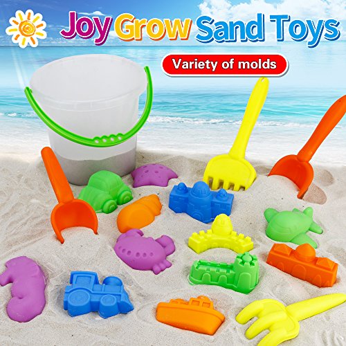 image for JoyGrow 17 PCS Beach Sand Toys17 PCS Beach Sand Toys Set with Bucket,S