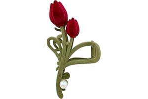 Fokmuaex 1pcs Tulip Flower Hair Claw Clip for Women, Flocking Coated Metal Jaw Clip for Makeup, Daily Use, and Special Occasi