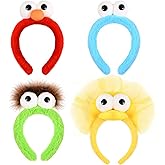 JcHrmers 4 Pcs Eyes Headbands Colorful Fluffy Hairband Cartoon Monster Costume for World Book Day Birthday Halloween Cosplay Party Accessories
