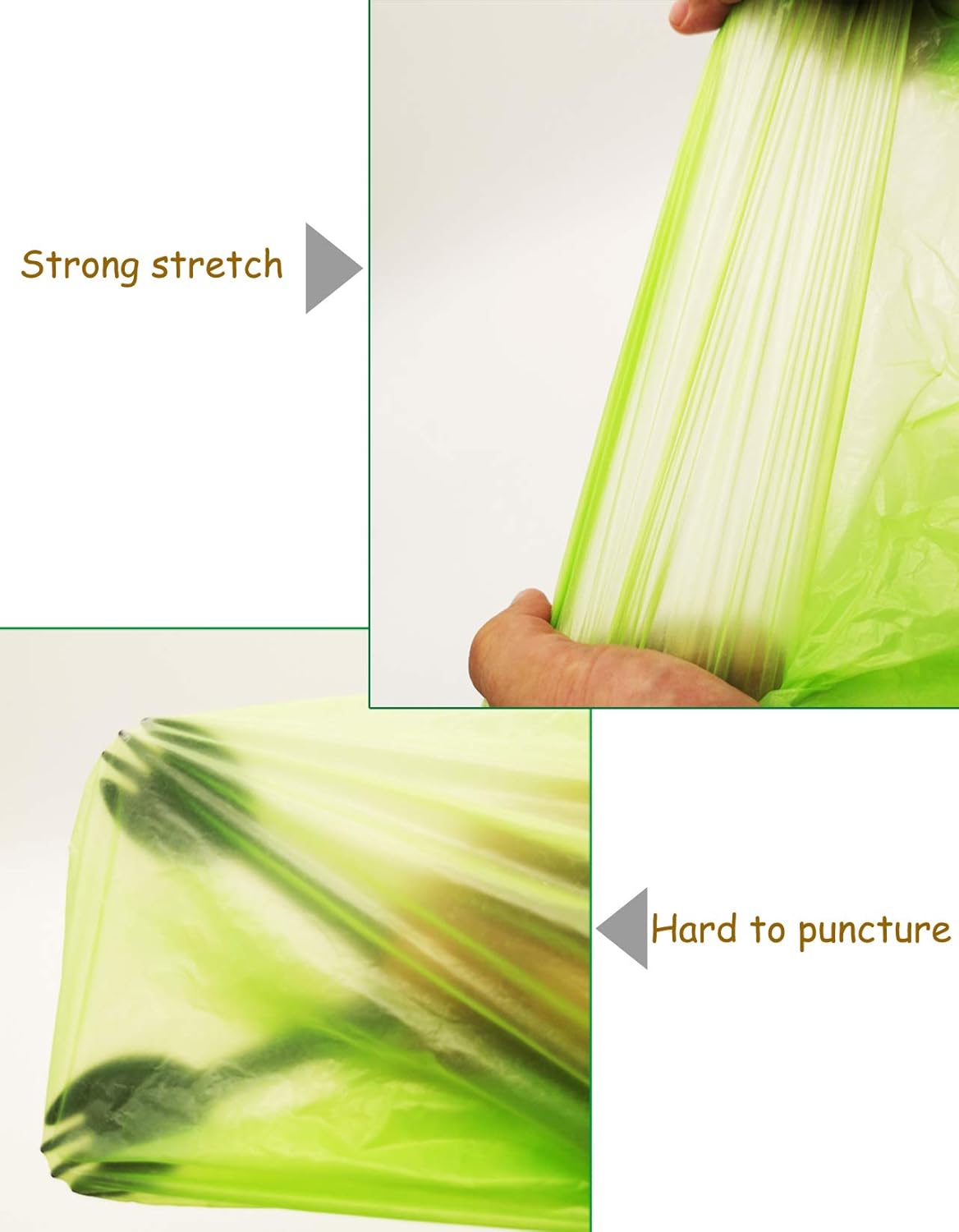 13 Gallon 80 Pcs Biodegradable Compostable Trash Bags – Transparent Green Bags – Strong and Leak-Proof – Compostable Trash Bags – Multipurpose Bin Bags for Bedroom, Bathroom, Kitchen, Office, Etc.: Health & Personal Care