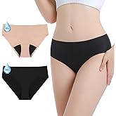 Carer Period Underwear for Women Heavy Flow Womens Leak Proof Menstrual Underwear 50-100ml Absorbent Period Panties Reusable Washable Incontinence Briefs, 2pk-M (Black/Beige)