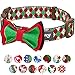 Blueberry Pet 4 Patterns Christmas Party Fair Isle Style Adjustable Dog Collar with Detachable Bow Tie, Large, Neck 18