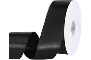 woric Black Ribbon 1 1/2 inch 60 Yards Black Satin Craft Fabric Ribbon for Halloween Decor Gift Wrapping Floral Flower Bouquet Bows Making Party Clothes Decorations