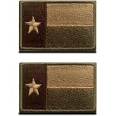 Bundle 2 Pieces Tactical American Texas State Lonely Star Flag Patch with Hook and Loop Embroidered Backing DIY Decorative Appliques Texas Emblem for Backpacks Clothing Jacket and More -Green