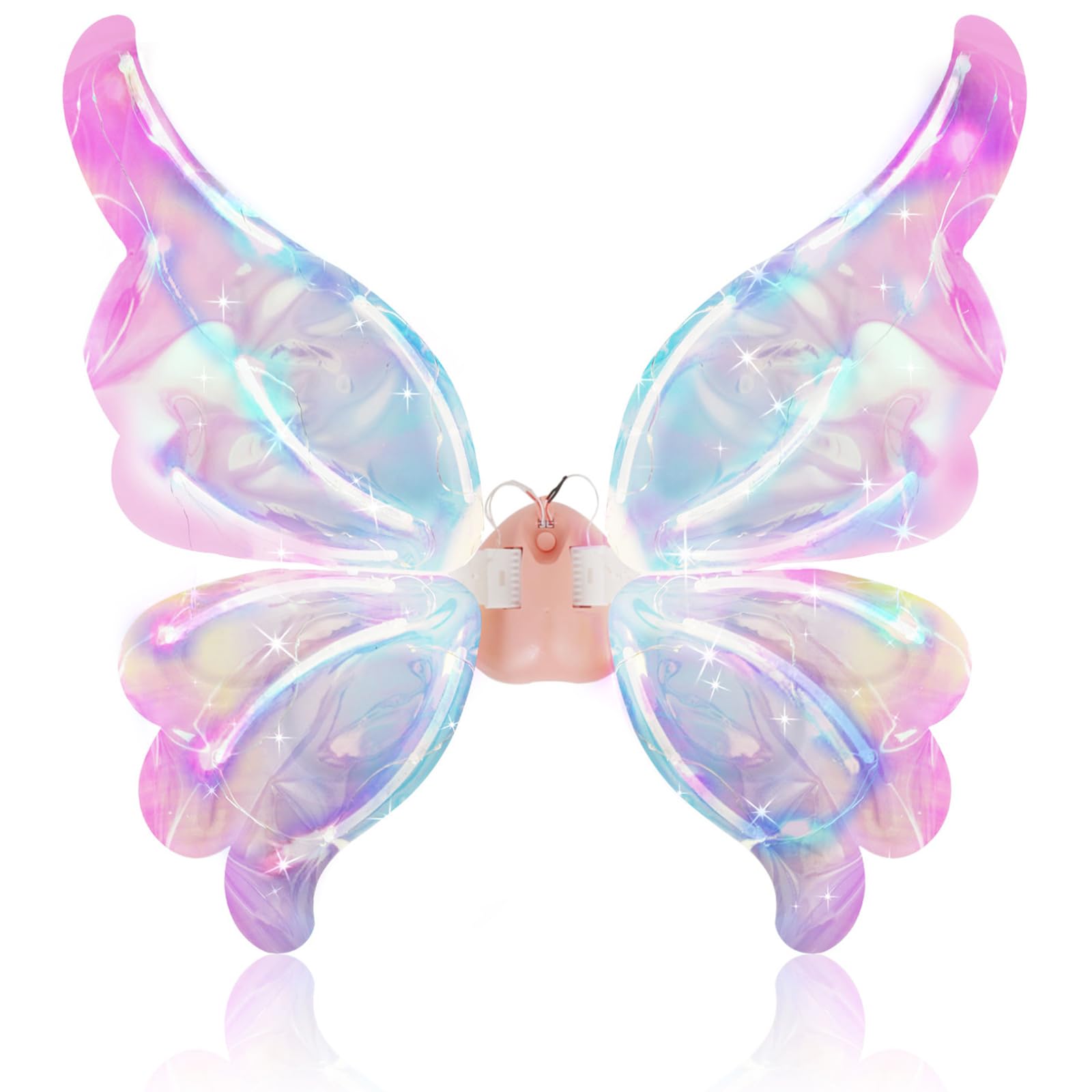 Electric Fairy Wings For Girls, Moving Butterfly Wings With Led Lights And Music, Light Up Fairy Wings For Kids/Dogs For Birthda main image 0