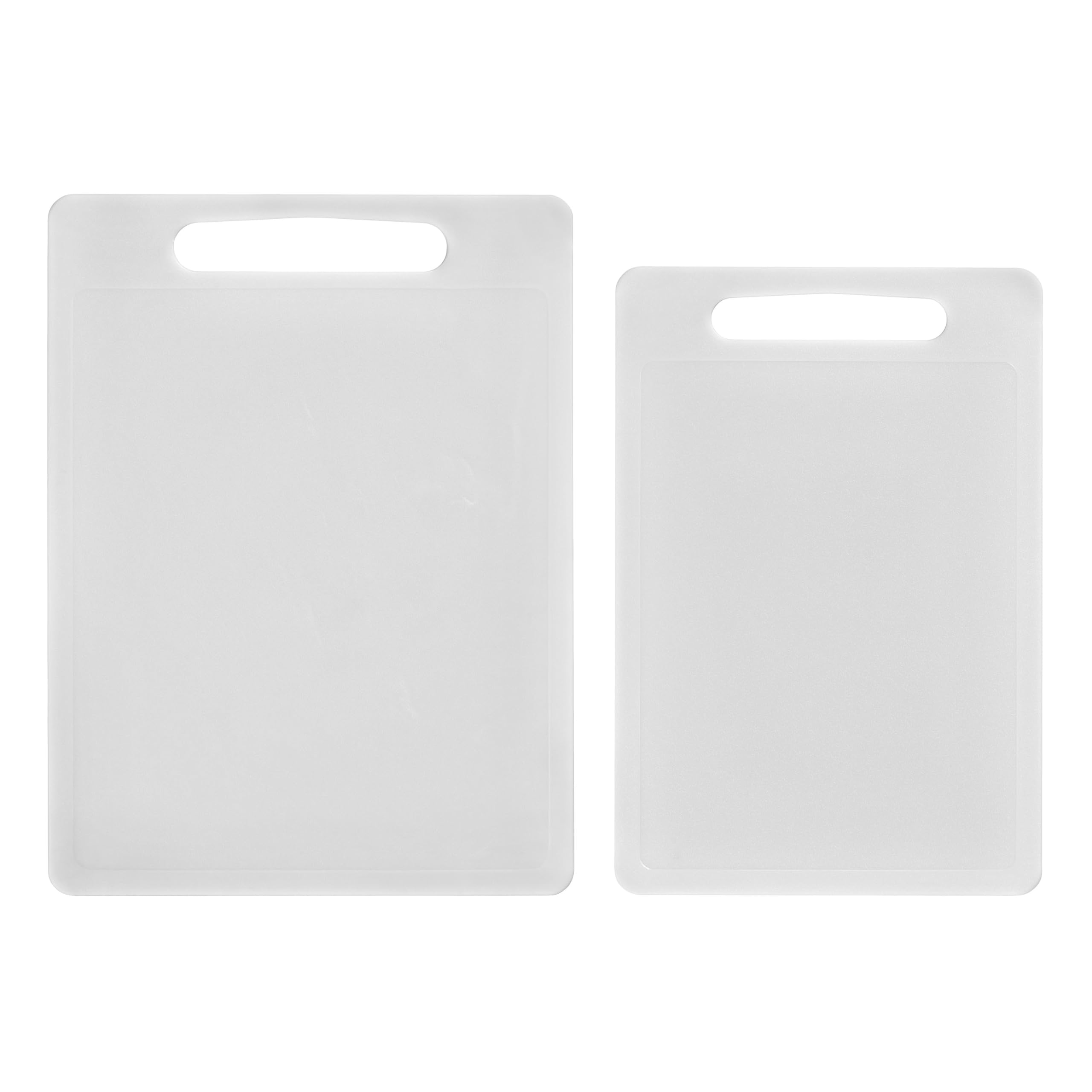 Chef Aid White Chopping Board Twin Pack, Multipurpose Cutting Board with Anti-Slip Surface, Dishwasher Safe with Handles, Large Board Measures 40cm x 30cm, Regular Board 35cm x 25cm