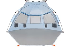 Easthills Outdoors Instant Shader Extended L Easy Up Beach Tent Sun Shelter for 2-4 Person - Extended Zippered Floor Blue