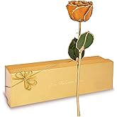 Forever Rose Hand-Dipped in 24K Gold,Golden Topaz-Inspired November Birthstone with Sparkles, Real Rose in Luxury Gold Gift Box – Perfect Ready to Gift for November Birthday or Any Occasion