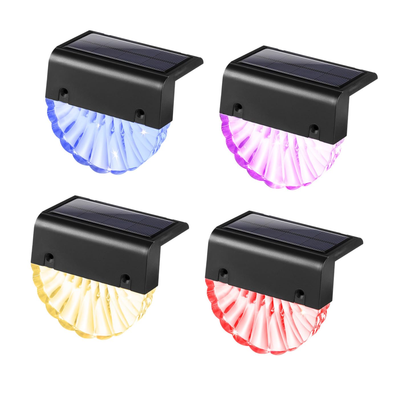 Uonlytech Solar Deck Lights Outdoor Color Change Solar Fence Step Lights Solar Lights Outdoor for Stair Railing Garden, 4Pcs
