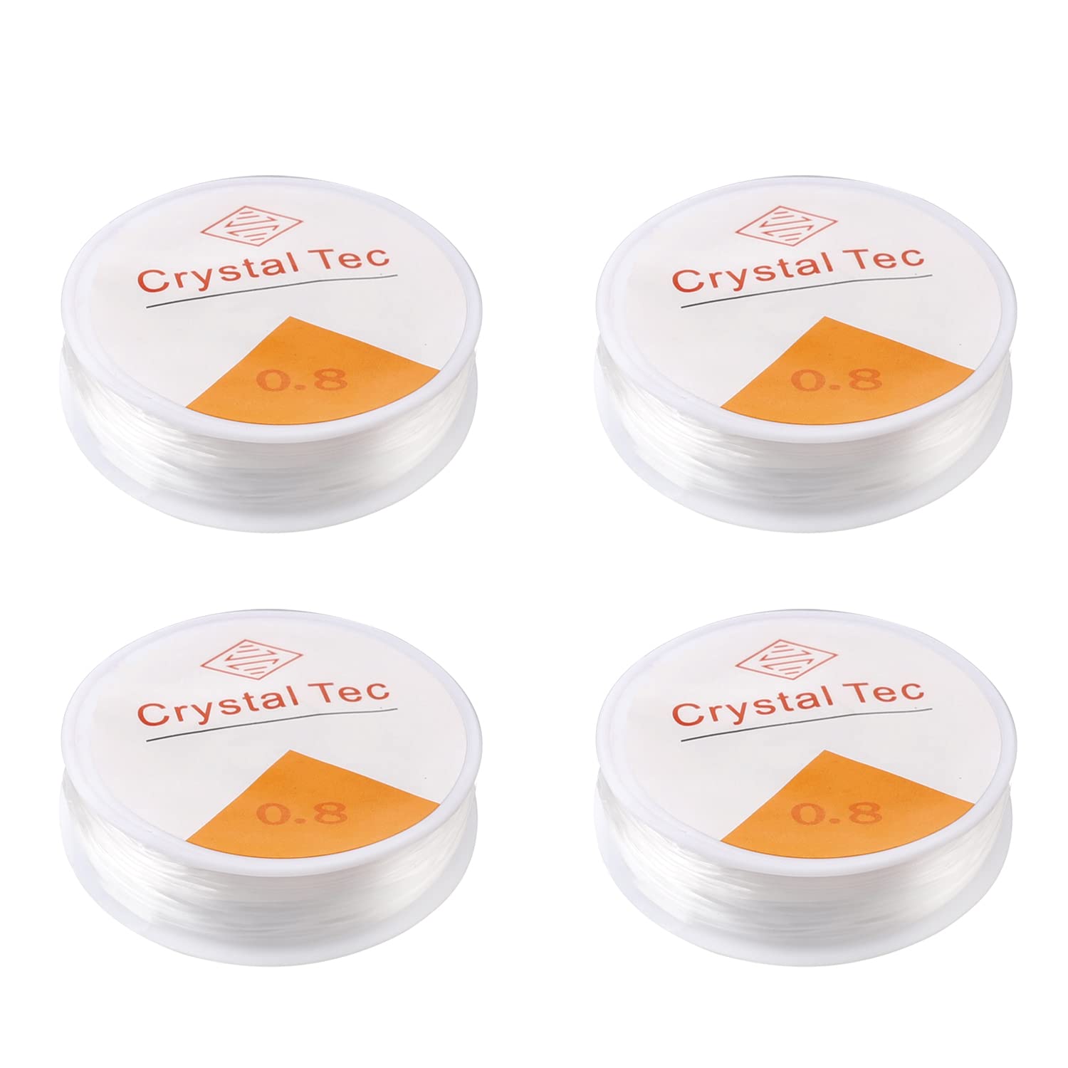 4 Pcs 0.8mm Clear Elastic Cord, Stretchy Bead Cord Crystal String for Jewelry Necklace & Bracelet Making