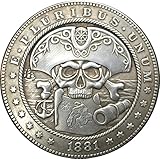 Bespoke Souvenirs Rare Antique USA United States 1881 CC Year Hobo Nickel Morgan Restrike Dollar Skull Zombie Great Silver Color Coin