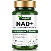 TKTALKER NAD Supplement 2000 Mg - 120 Capsules True NAD & Resveratrol, NMN Alternative Liposomal NAD+ for Women & Men, Support Cellular Health, Stamina & Healthy Aging - Ultra Strength Capsules