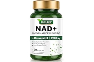 TKTALKER NAD Supplement 2000 Mg - 120 Capsules True NAD & Resveratrol, NMN Alternative Liposomal NAD+ for Women & Men, Support Cellular Health, Stamina & Healthy Aging - Ultra Strength Capsules