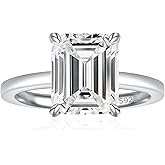 JALOKIVI 3CT 925 Sterling Silver Engagement Rings for Women Emerald Cut Solitaire Cubic Zirconia Wedding Promise Rings for Her Size 4-11