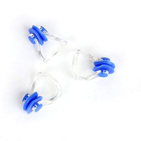 Jwqidi Schwimmen Nase Clips für Erwachsene Herren Frauen PVC Silikon Schwimmen Nase-Stecker (klar blau) 3 PCS