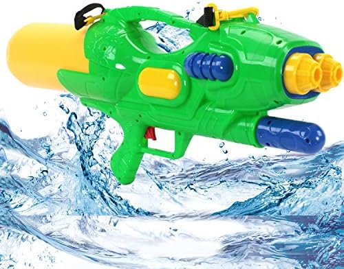 KiiSports® Water Cannon Blaster Super Large Soaker - Twin Turbo Water Jets, Super Summer Fun! Hand Pumped, Double Nozzle Shooter, Long Range Shooting + Warranty (Green)
