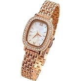 VILKFY Women's Oval Wrist Watch Stainless Steel Bracelet Watch | Elegant Quartz Watch Oval Crystal Bezel Roman Numeral Dress Watch for Ladies