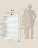 VASAGLE 4 Tier Bookcase with Adjustable Shelves 80 x 24 x 121 cm White LBC108T14 view 5