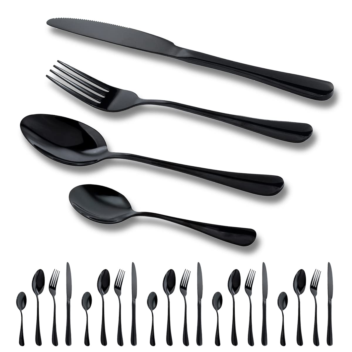 GOODFEER Cutlery Set for 6 People, 24pcs Tableware Cutlery Dinner Spoon Knife and Fork Sets, Stainless Steel Silverware Dishwasher Safe Flatware — image 1