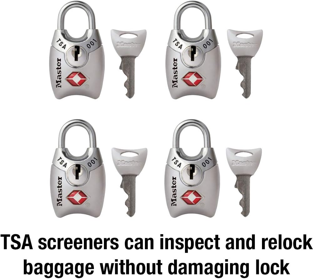 Master Lock 4689Q TSA Approved Luggage Lock, 4 Pack, Assorted Colors - - 