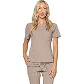 Shabbella Premium Scrub Top for Women - Slim Fit, V-Neck, 3 Pockets, 4-Way Stretch, Super-Soft, Made in USA