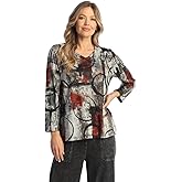 Jess & Jane Novelty Brush V-Neck Top - NB4