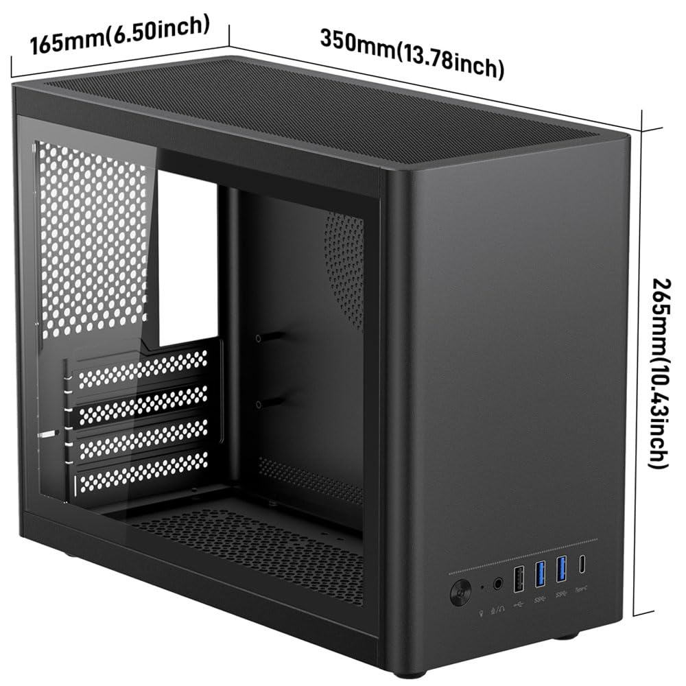 Micro ATX Case with Fans, 2PCS 90mm RGB Fans Pre-Installed,14.6L 0.8mm Thickness SPCC MATX PC Case Mini ITX PC Case with Type C USB3.0, Supports 135mm CPU Cooler, 310mm GPU and Standard ATX PSU Black