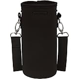 Neoprene Water Bottle Carrier Bag Pouch Cover, Insulated Water Bottle Holder (32 oz / 1-1.5L) w/ 49" Adjustable Padded Shoulder Strap - Great for Stainless Steel, Glass, or Plastic Bottles by MEK