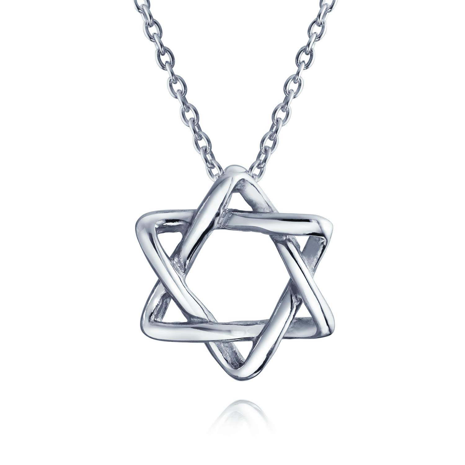 Bling Jewelry Classic Delicate Religious Judaica Hanukkah Intertwined Magen Star of David Pendant Necklace for Women Teens .925 Sterling Silver — image 1