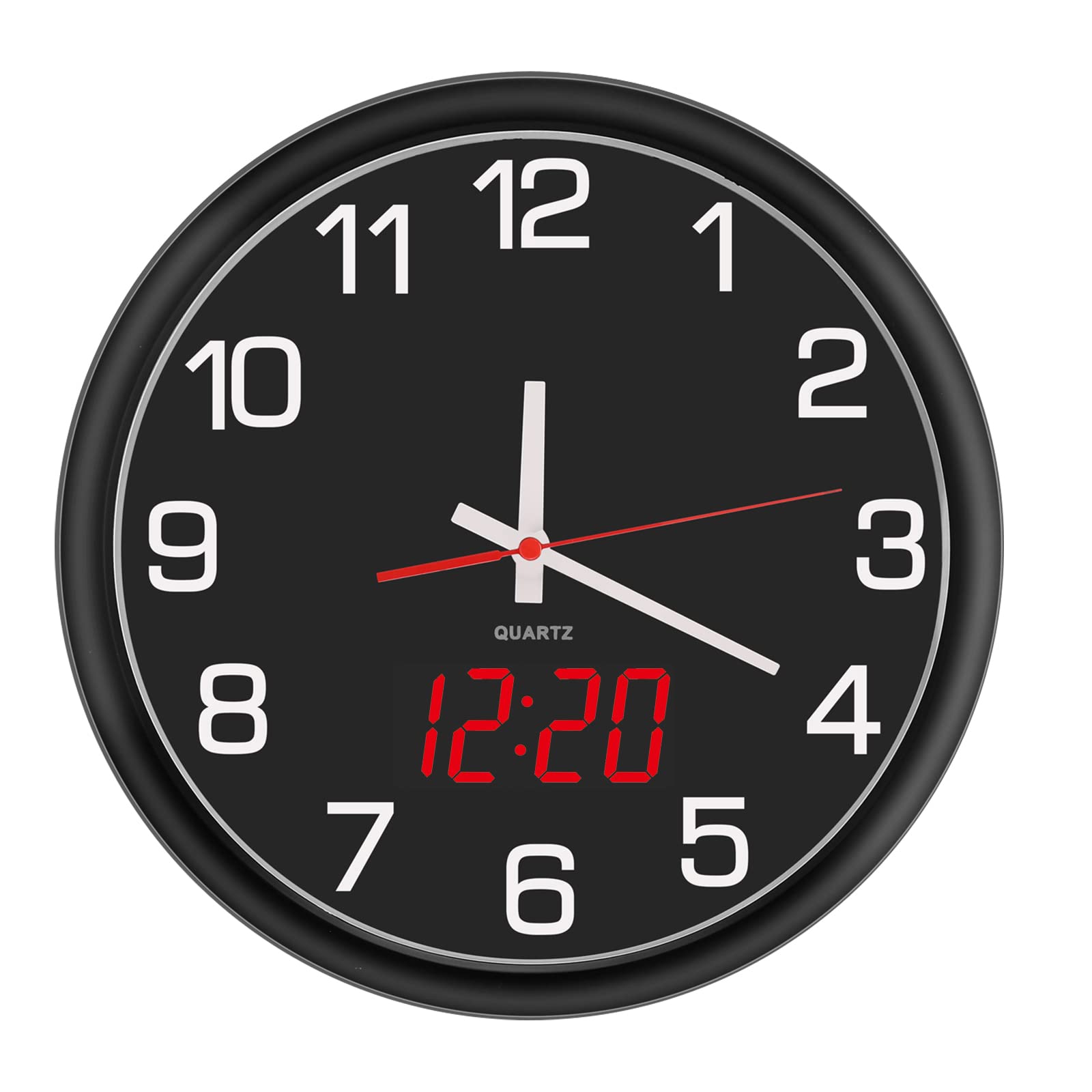 Photo 1 of Timegyro Night Light Wall Clock Battery Operated with LED Display, 12 Inch Silent Non-Ticking Quartz Wall Clock for Bedrooms, Classroom, Kitchen, Living Room