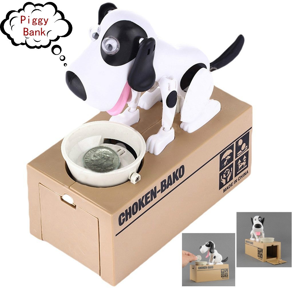 Mansalee Cute Dog Piggy Bank Doggy Coin Bank Canine Money Box (White