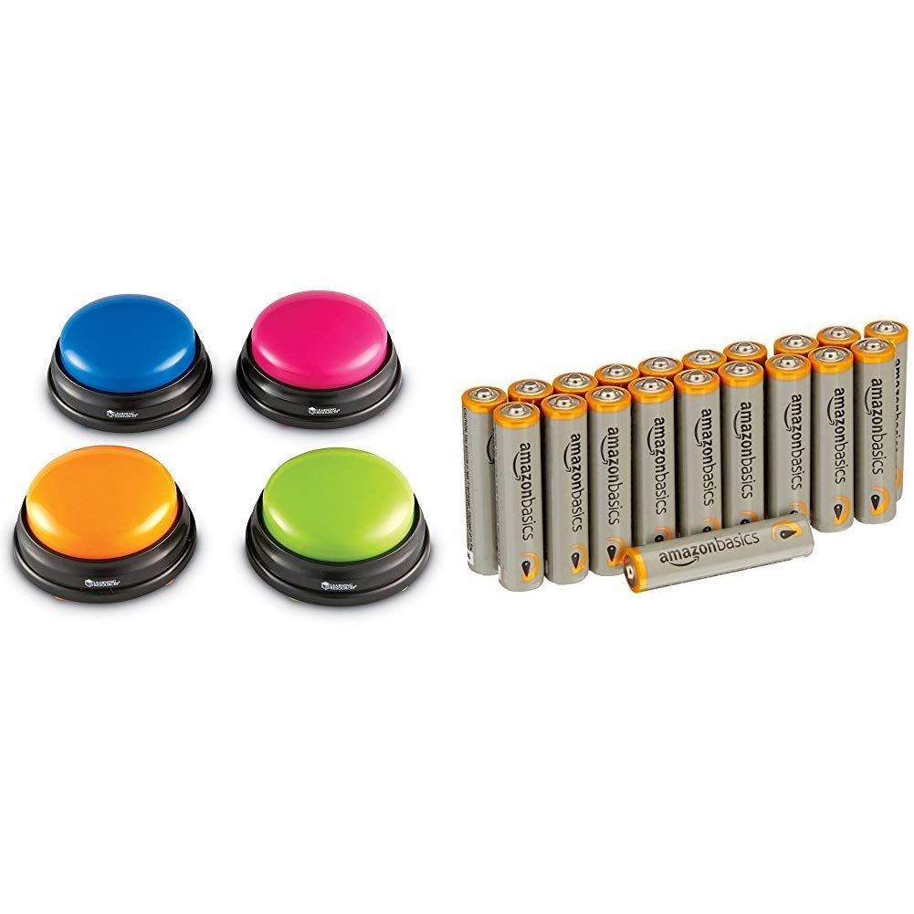 Learning Resources Answer Buzzers & Amazon Basics AAA Performance Alkaline Batteries [Pack of 20] - Packaging May Vary