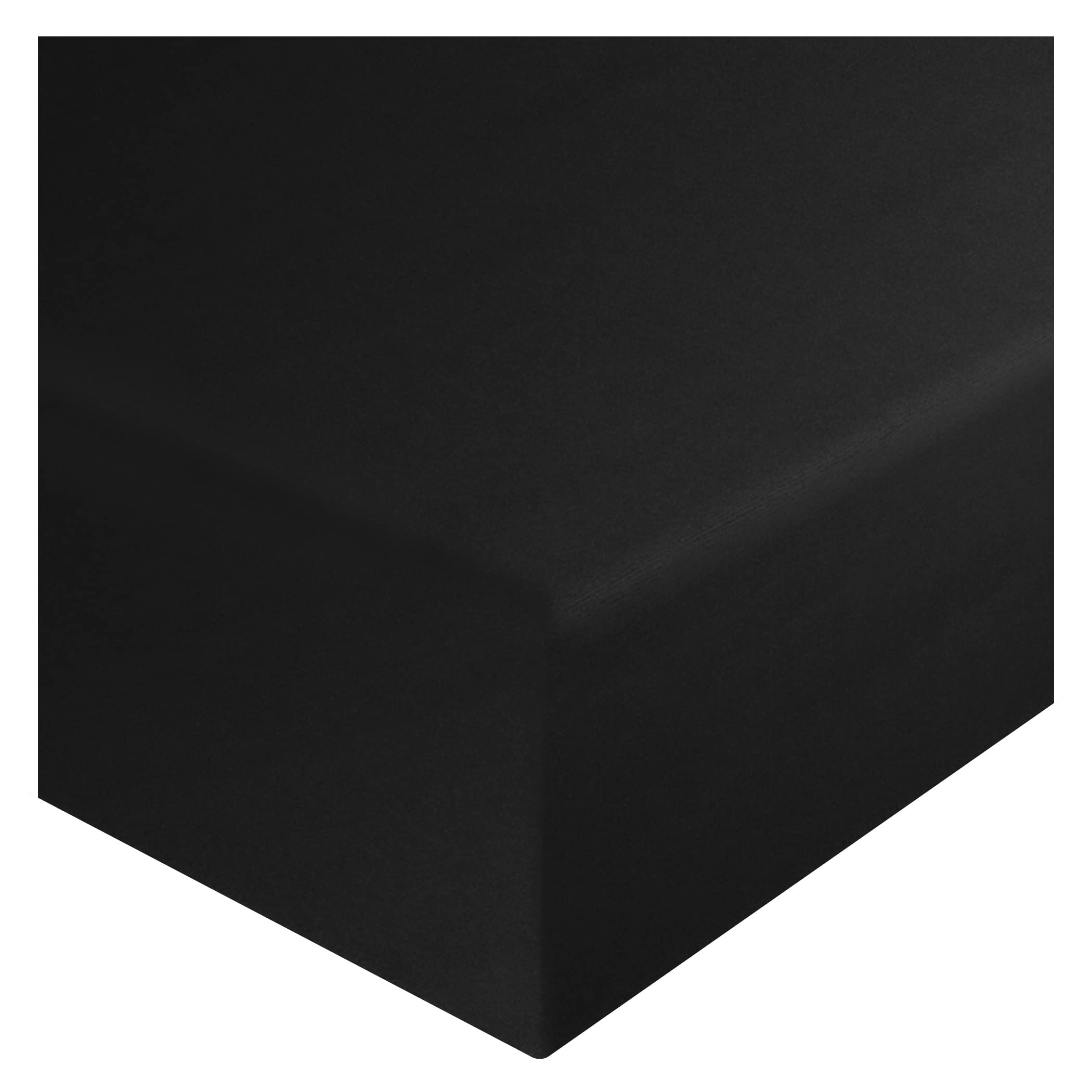 HOME ACE Black Double Fitted Sheet, 137CM x 190CM, 10"/25CM Deep, Poly Cotton Double Bed Sheet