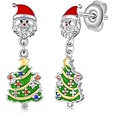 Christmas Earrings Snowman/Christmas Tree Earrings 925 Sterling Silver Christmas Earrings Winter Holiday Xmas Jewelry Gifts for Women