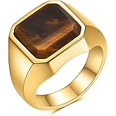 MYNENEY 14K Gold/Silver/Black Plated Square Signet Ring Anillos De Hombre Statement Classical Wedding Rings Band for Men