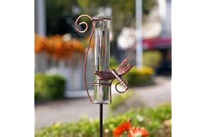 HOBYLUBY Dragonfly Rain Gauge Outdoor, 7 Inch Metal Rain Gauges for Measuring Precipitation, Patio, Garden Yard Decor
