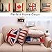 Vintage UK GB Union Jack Flag - Square Burlap Light Linen Design Throw Pillow Case Shell Cushion Covers with Zipper 18 x 18 Inch Home Car Decor - for Living Dining Room, Couch, Sofa