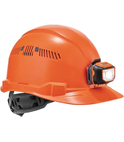 Hard Hat with Light, Cap Style, Ratchet Suspension, Class E