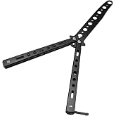 Little World Butterfly Knife - 1 Pack Butterfly Knife Trainer Practice Tool Steel Metal - Comb for Practicing Flipping Tricks Folding Unsharpened - Balisong Trainer Black