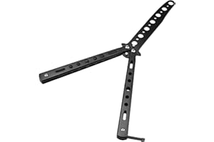 MOONSHIP Little World Butterfly Knife - 1 Pack Butterfly Knife Trainer Practice Tool Steel Metal - Comb for Practicing Flipping Tricks Folding Unsharpened - Balisong Trainer Black