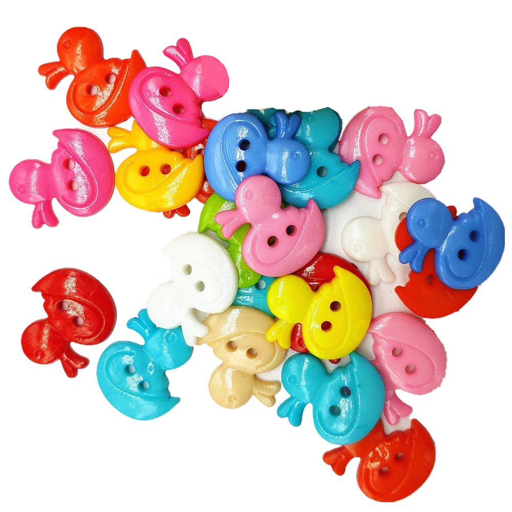 400pcs Cute Animal Fruit Heart Star Resin Buttons 2 Holes Small Sewing Decorative Buttons Beads Charms for Jewelry Scrapbooking Painting Crafts Embellishments(Duck)