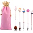 Anime Alice in Wonderland Makeup Brushes Set Foundation Blending Powder Eye Shadow Contour Concealer Blush Cosmetic Fairy Makeup Brush Tools (Gold Color - C) (A - Pink Color)