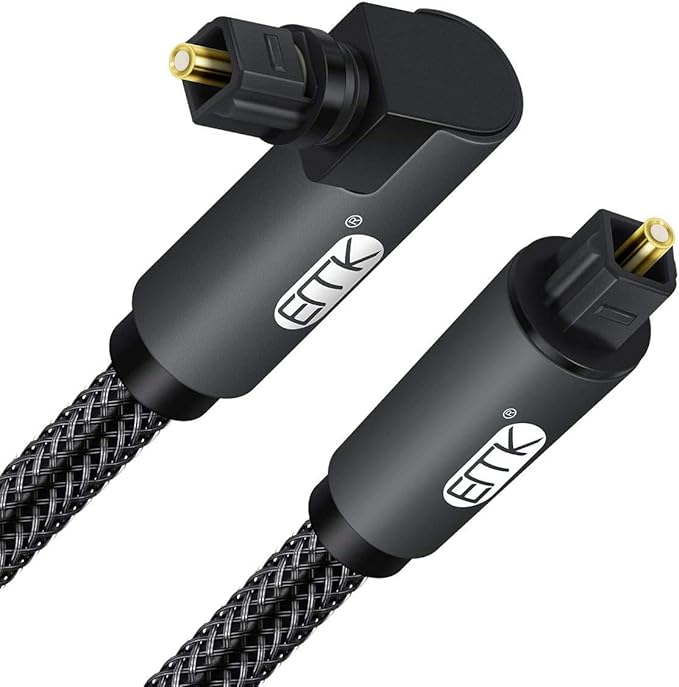 Câble Audio Optique 90 degrés, EMK Cable Optique Coudé fiche rotative à