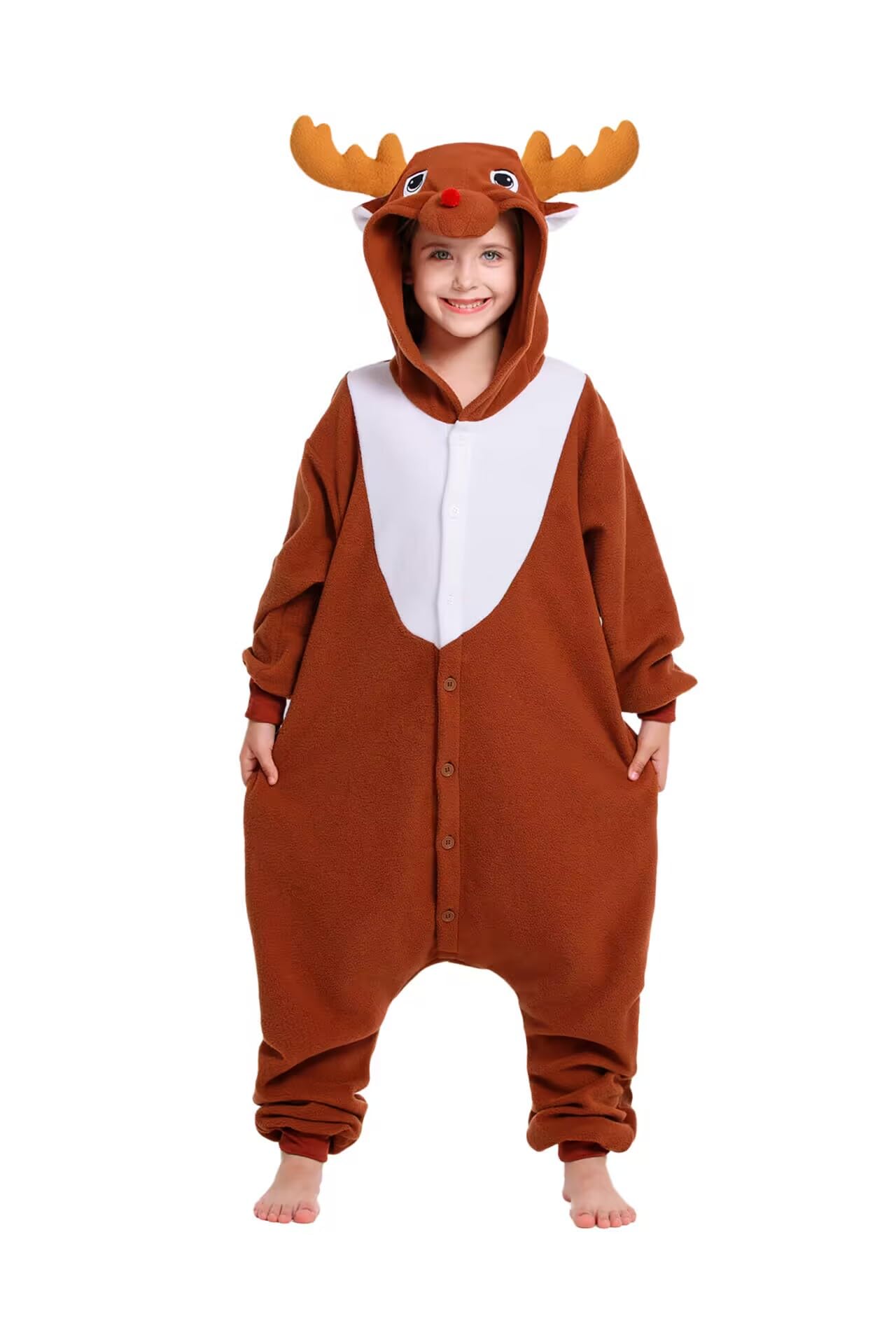 CANASOUR Unisex Anime Halloween Kids Coffee Reindeer Onesie for 4T Girls Boys One Piece Christmas Pajamas Costume Printed Party Cosplay Pyjamas (4T, Coffee Reindeer) Image