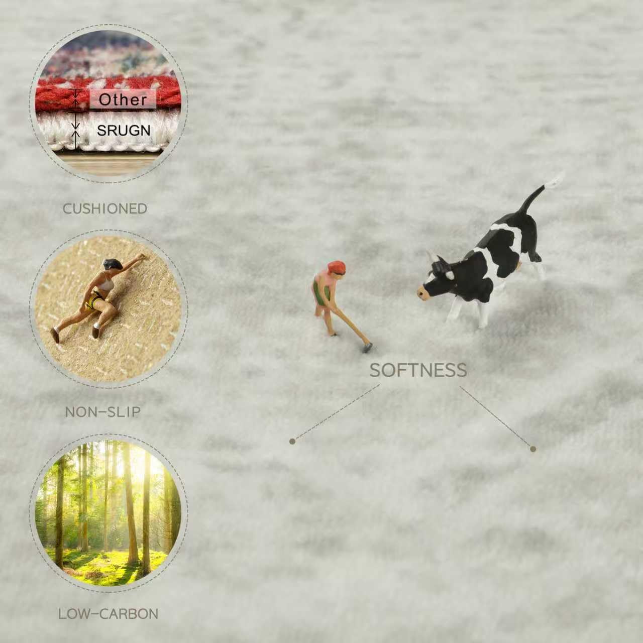 Srugn Washable Rugs 8x10 Area Rugs for Living Room,Bedroom,Dining Room- Large Ultra Soft Faux Wool Retro Carpets,Non Slip&Non-Shedding Low Pile Vintage Carpet for Home Office,Concrete Grey