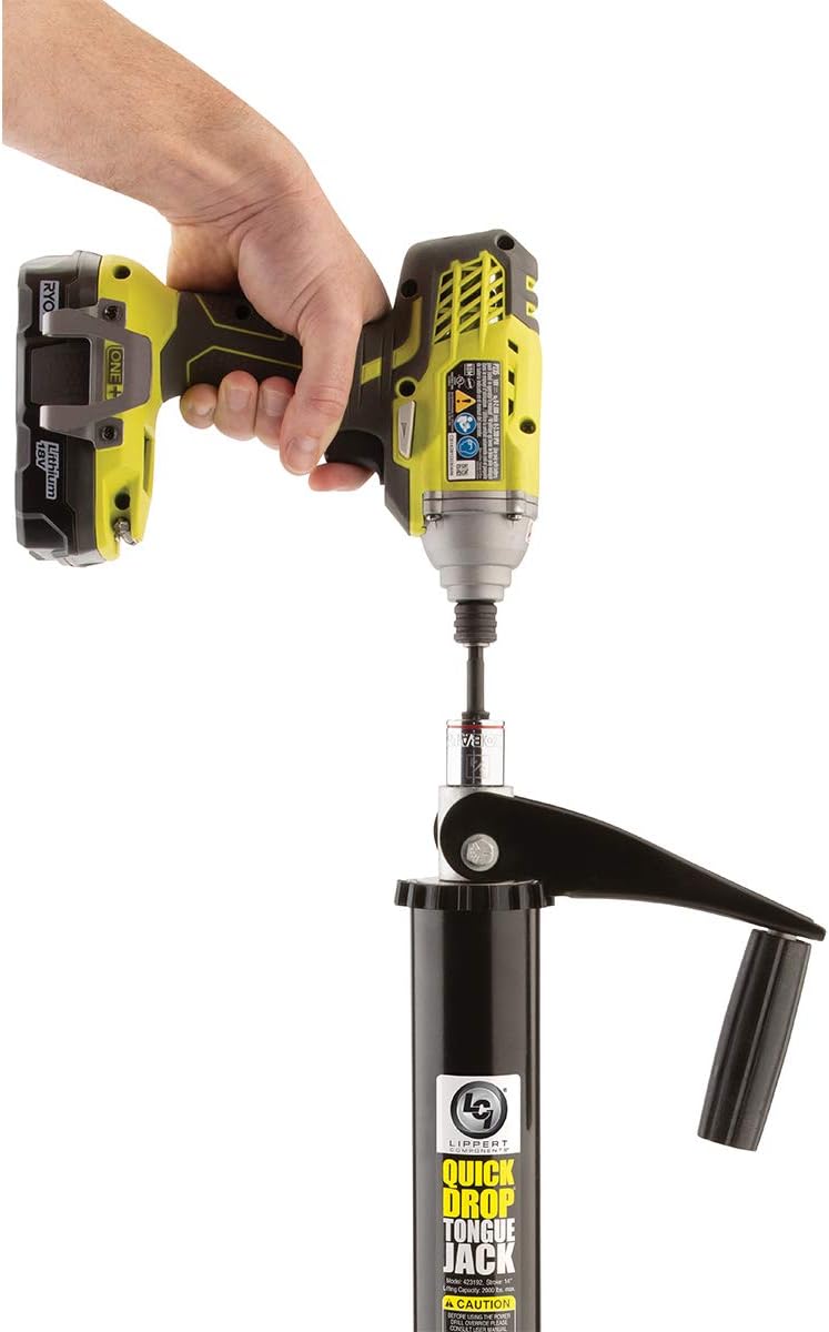 Quick Drop Tongue Jack Top-Wind Power Drill Compatible For A-Frame Trailer 2,000 lb. Capacity: Automotive