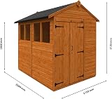TigerFlex Shiplap Apex Shed 8x6 ft Double Door Red Cedar Garden Wooden view 2