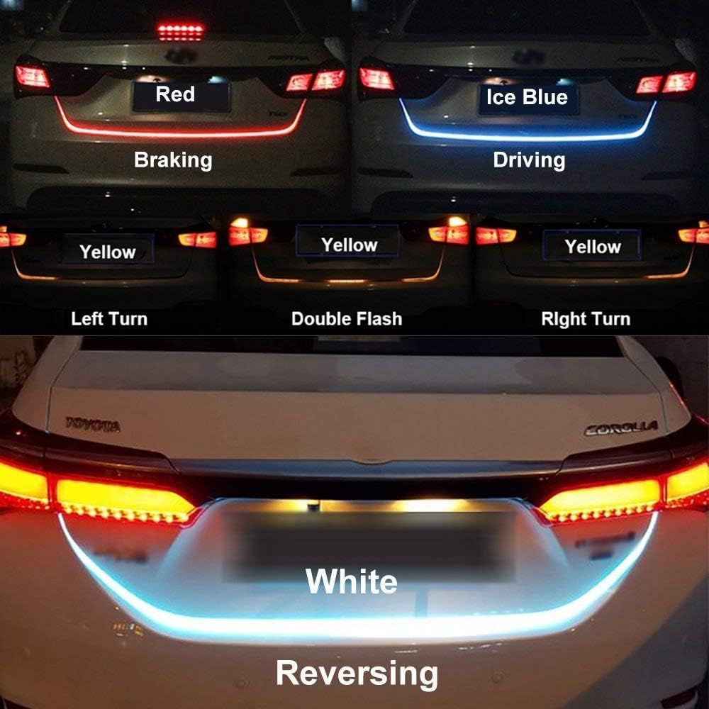 EASY4BUY Streamer Brake Turn Signal Flow LED Strip Trunk Light for Universal Car Model (Triple Color)