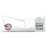 Pillowflex Synthetic Down Pillow Insert - 12x40 Down Alternative Pillow, Ultra Soft, Large Rectangle Body Sleeping Pillow, Lumbar, Long, Back - 1 Decorative Pillow Form