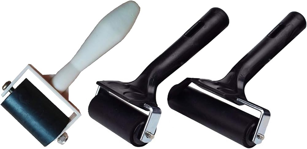 VEGCOO 3PCS Rubber Brayer Roller Set - 3 Sizes for Printmaking & Stamping